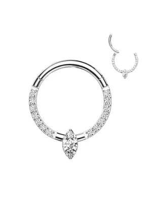 Piercing anneau titane astm f136 marquise zircon (oreille, septum)