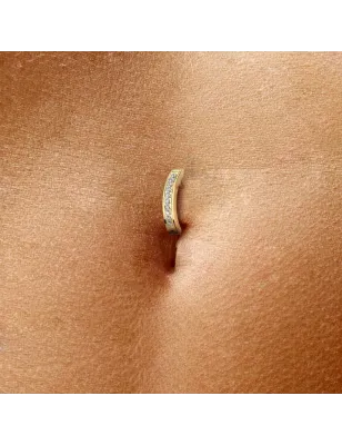 Piercing nombril titane doré anneau serti de strass