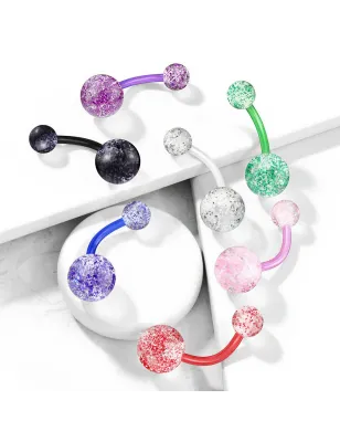 Lot de 7 piercing nombril bioflex glitter