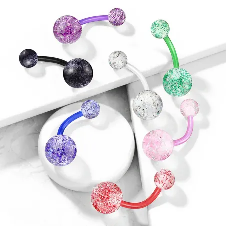 Lot de 7 piercing nombril bioflex glitter