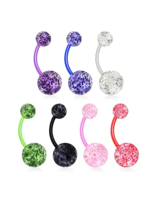 Lot de 7 piercing nombril bioflex glitter