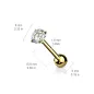 Piercing langue doré zirconium rond blanc