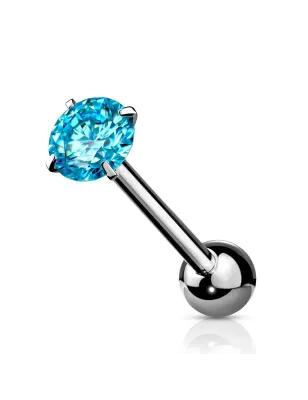 Piercing langue zirconium rond turquoise