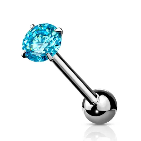 Piercing langue zirconium rond turquoise