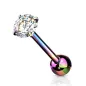 Piercing langue multicolore zirconium rond blanc