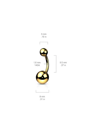 Piercing nombril en titane ASTM F136 doré