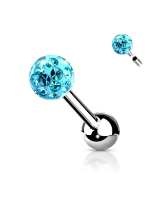 Piercing cartilage oreille à boule sertie de cristaux turquoise