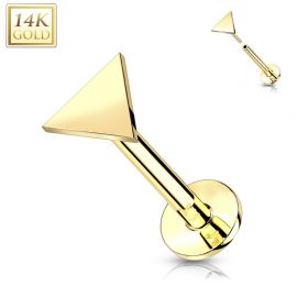 Piercing labret oreille or jaune 14 carats triangle