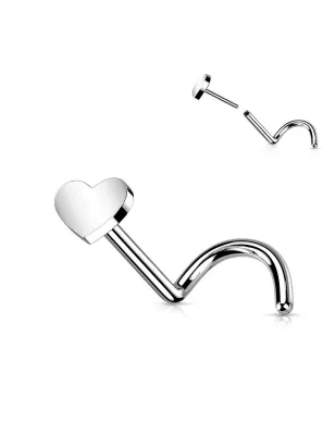 Piercing nez titane push-in coeur