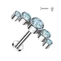 Piercing oreille labret titane incurvé cinq strass turquoise