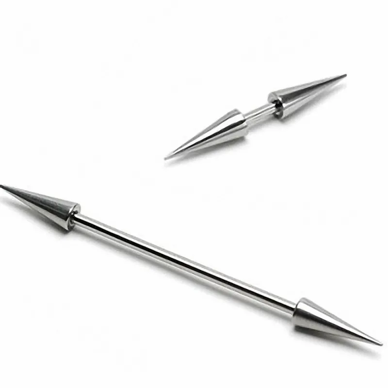 Piercing oreille teton Barbell double Spikes (Longs)