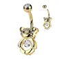 Piercing nombril ourson doré pavé de strass