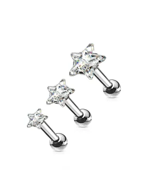 Lot de 3 piercing cartilage gemme étoile