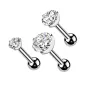 Lot de 3 Piercing oreille cartilage gemme rond