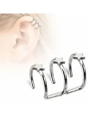 Faux Piercing Cartilage Triple Etoiles