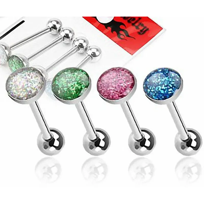 Lot de 4 Piercing langue dôme à paillettes