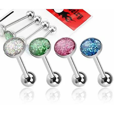 Lot de 4 Piercing langue dôme à paillettes