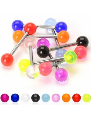 Piercing Langue Barbell Titane G23 Boules Acrylique