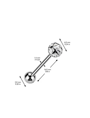 Piercing langue "7 GEM" en acier chirurgical