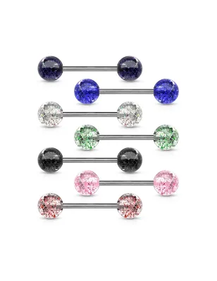 Piercing langue avec boules Ultra Glitter