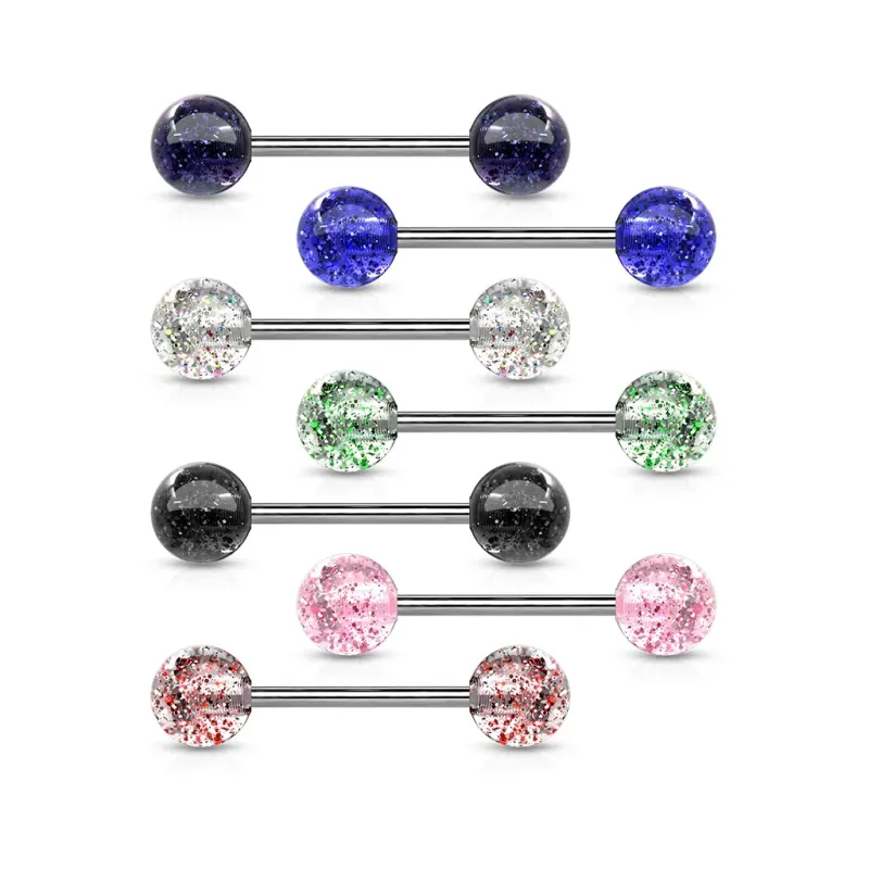 Piercing langue avec boules Ultra Glitter