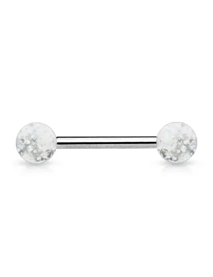 Piercing langue avec boules Ultra Glitter