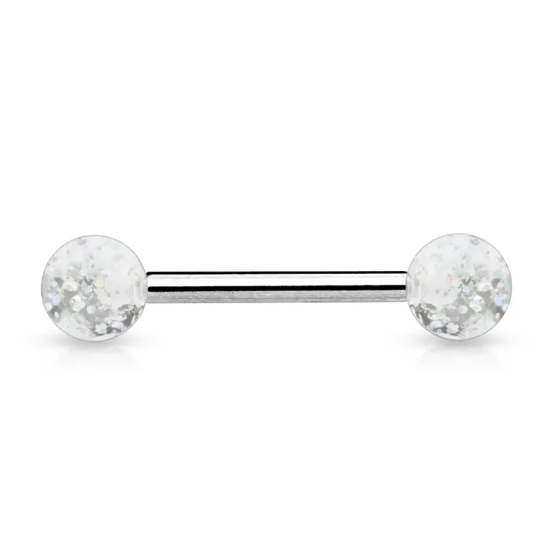 Piercing langue avec boules Ultra Glitter