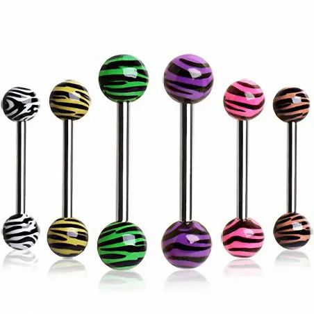 Piercing Langue Boules Zébrées