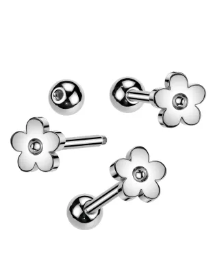 Piercing langue Fleur en acier chirurgical