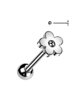 Piercing langue Fleur en acier chirurgical