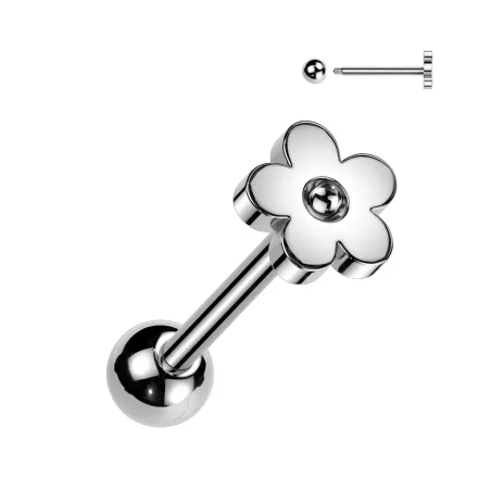 Piercing langue Fleur en acier chirurgical