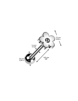 Piercing langue Fleur en acier chirurgical