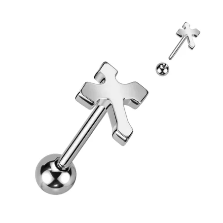 Piercing langue Croix gothique en acier chirurgical