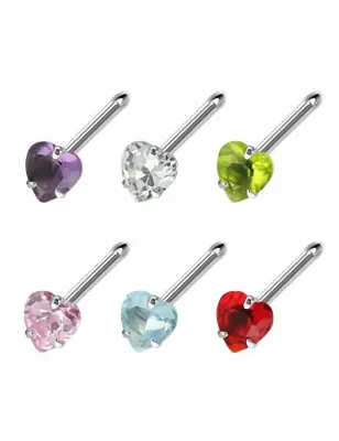 Piercing nez Coeur Tige Droite Acier