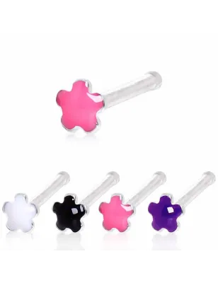 Piercing nez tige droite fleur epoxy