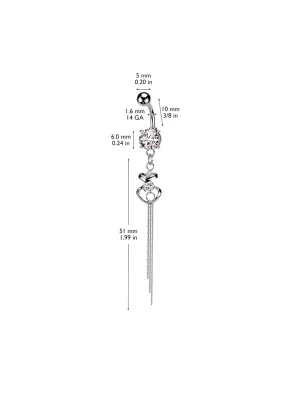 Piercing nombril Double Coeur Chaine