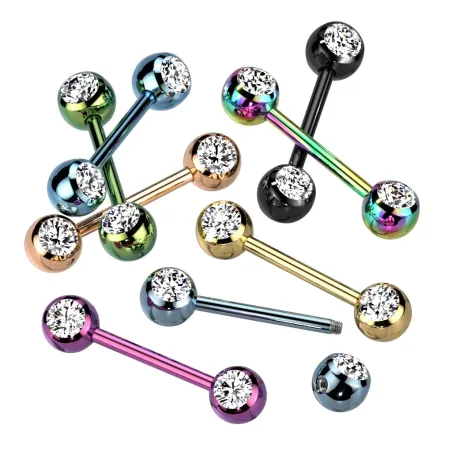 Piercing téton titanium strass