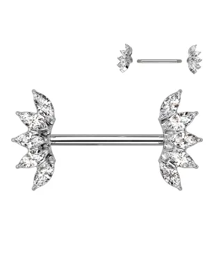 Piercing téton éventail marquise cristaux blanc