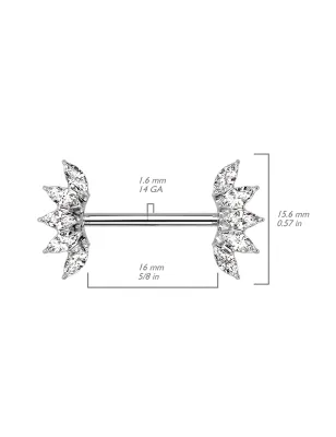 Piercing téton éventail marquise cristaux blanc