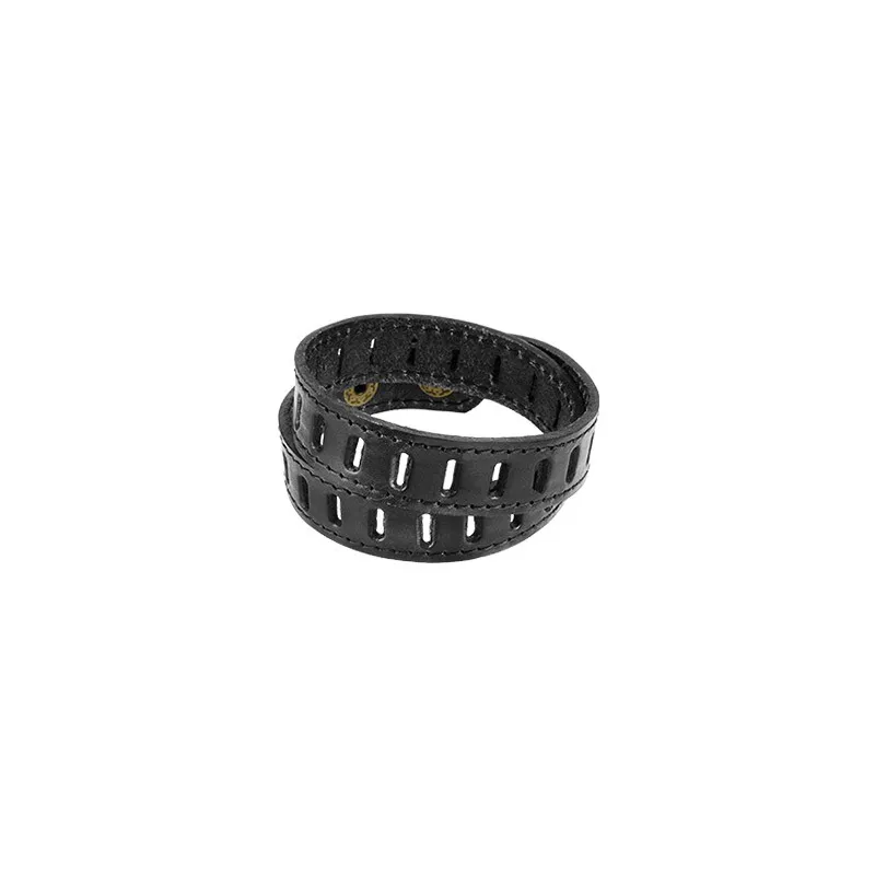 Bracelet Homme en Cuir Noir Fentes