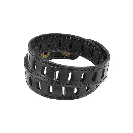 Bracelet Homme en Cuir Noir Fentes