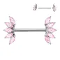 Piercing téton éventail marquise cristaux rose