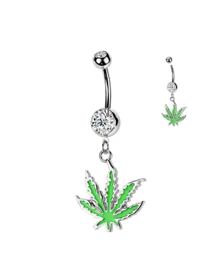 Piercing nombril Feuille de Cannabis