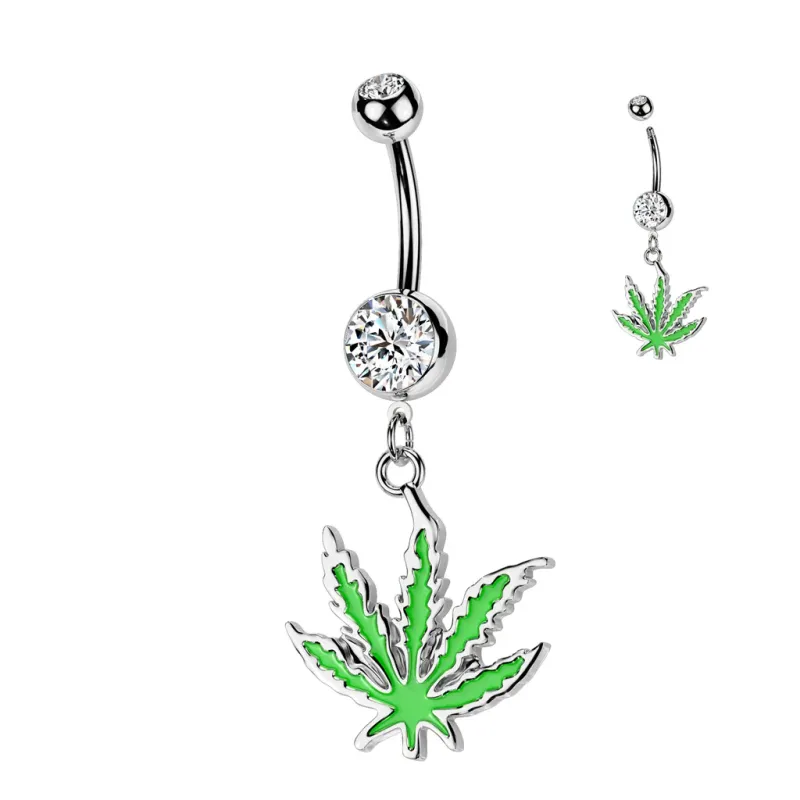 Piercing nombril Feuille de Cannabis