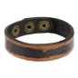 Bracelet Homme en Cuir Noir Bordures Marrons