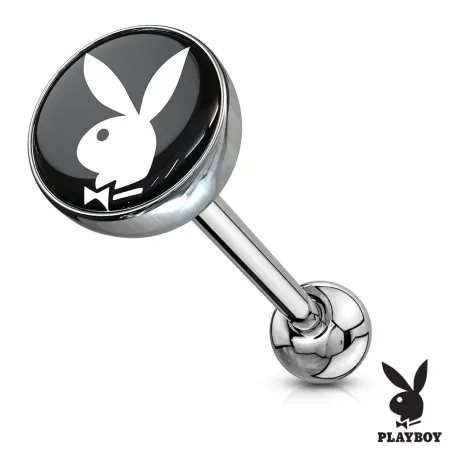 Piercing langue Playboy fond noir