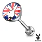 Piercing langue Playboy fond drapeau UK