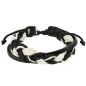 Bracelet Homme en Cuir Tressé Noir et Blanc