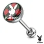 Piercing langue Playboy fond argyle rouge