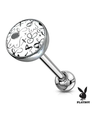 Piercing langue Playboy motif dessins